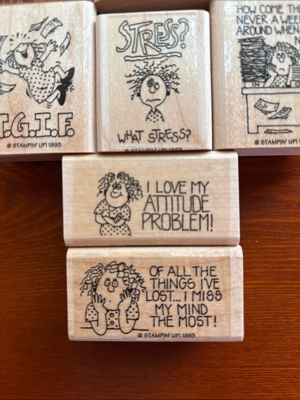 Stampin' Up! Stamp Set - “Working Woman” Wood Mounted RETIRED 1993 RARE - Picture 6 of 9